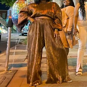 Pliss Metallic Balloon sleeve two-piece set from VICI.